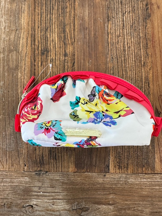 Betsey Johnson Handbags - Betsey Johnson White Floral Cosmetic Pouch with Red Trim